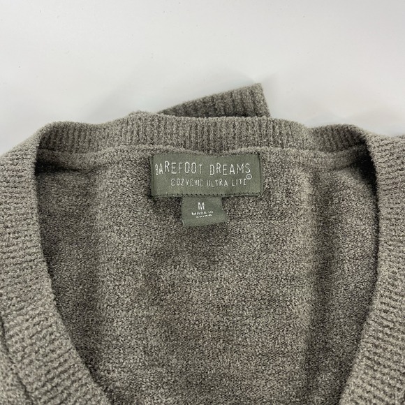 Barefoot Dreams CozyChic Ultra Lite Lounge Set V Neck Sweater Pants M Green - Picture 4 of 9